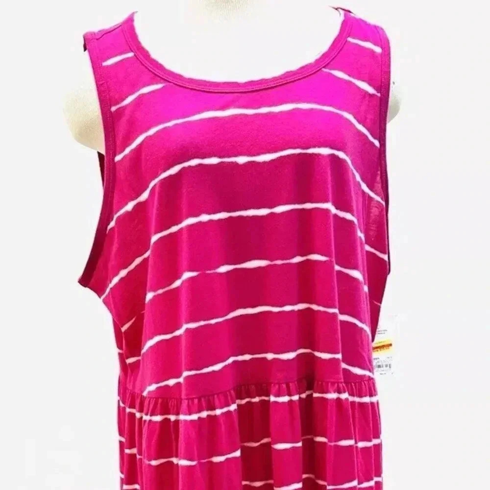 NWT CROFT & BARROW Women Sleeveless Pullover Plaid Elastic Waist Dress Size 2X